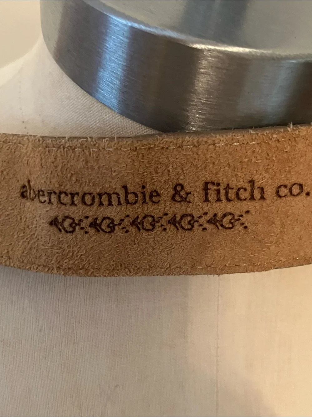 VTG Abercrombie & Fitch Women’s Tan Brown Leather Belt Brass Buckle Sz.L Preppy